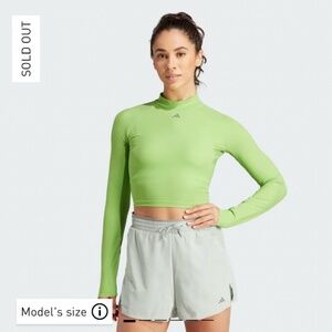 Neon green Adidas long sleeve workout crop top